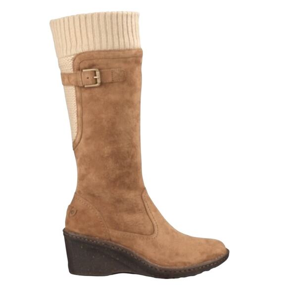 UGG Women’s Skyfall Suede Wedge Boots Chestnut Brown Size 9 - Picture 1 of 13